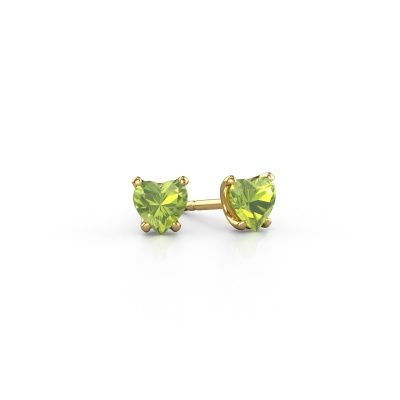 Earrings Sam Heart 585 gold peridot 5 mm