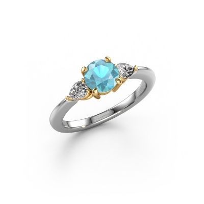 Engagement ring Chanou RND 585 white gold blue topaz 6 mm