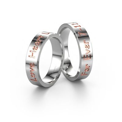 Wedding rings set WH2130LM15A ±5x1.7 mm 14 Carat white gold