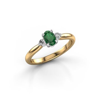 Engagement ring Lieselot OVL 585 gold emerald 6.5x4.5 mm