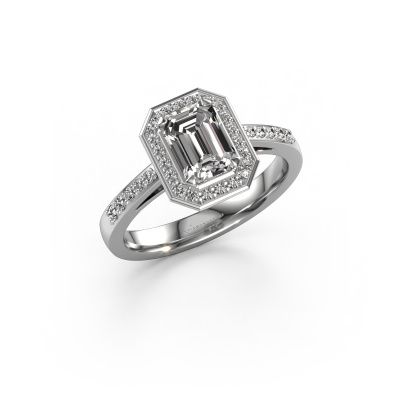 Engagement ring Dodie 2 eme 950 platinum zirconia 7x5 mm