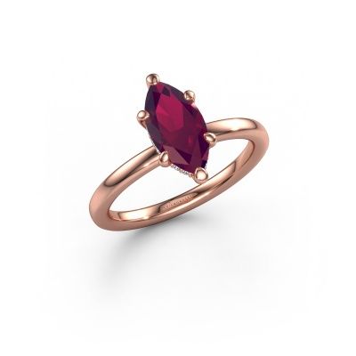 Engagement ring Simone MRQ 2 585 rose gold rhodolite 11x5.5 mm
