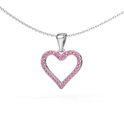 Hanger Heart 8 950 platina roze saffier 1 mm