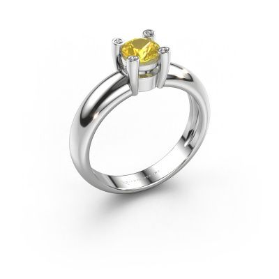 Bague Fleur 585 or blanc saphir jaune 4.7 mm