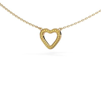 Pendant Heart 3 585 gold yellow sapphire 0.8 mm