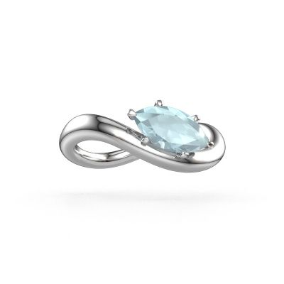 Engagement ring Chloe MRQ 585 white gold aquamarine 10x5 mm