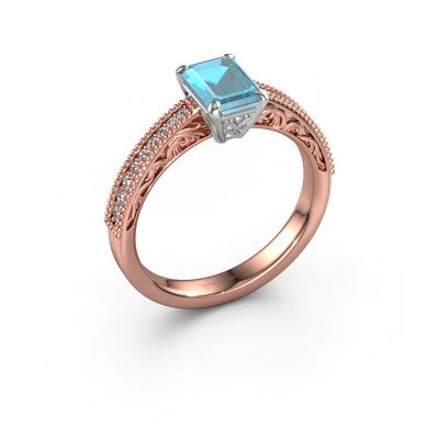 Engagement ring Shonta EME 585 rose gold blue topaz 7x5 mm