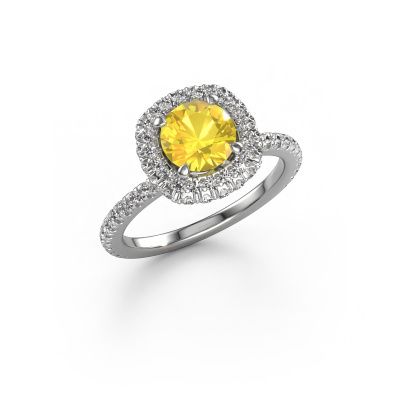 Engagement ring Talitha RND 585 white gold yellow sapphire 6.5 mm