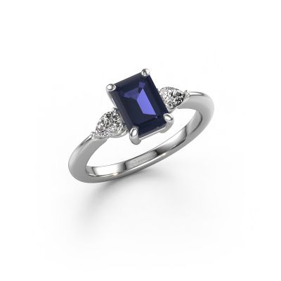 Bague de fiançailles Chanou EME 950 platine saphir 7.5x5.5 mm