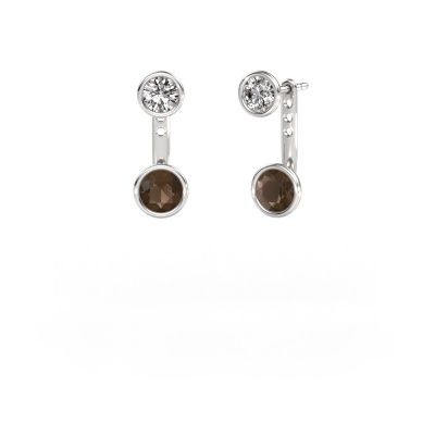 Boucles d'oreilles Halle 585 or blanc quartz fumé 6 mm