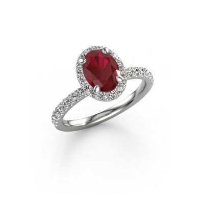 Engagement ring Miranda OVL 950 platinum ruby 8x6 mm