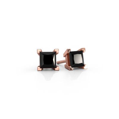 Clous d'oreilles Ariane 585 or rose diamant noir 1.80 crt