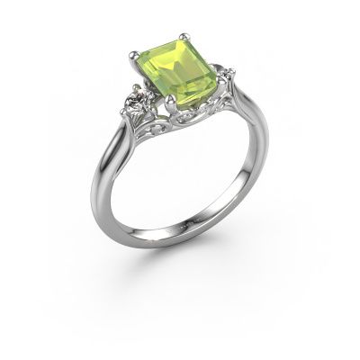 Engagement ring Laurian EME 950 platinum peridot 8x6 mm