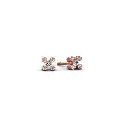 Stud earrings Fleur 585 rose gold diamond 0.10 crt