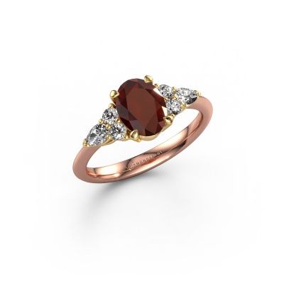 Engagement ring Melani OVL 585 rose gold garnet 8x6 mm