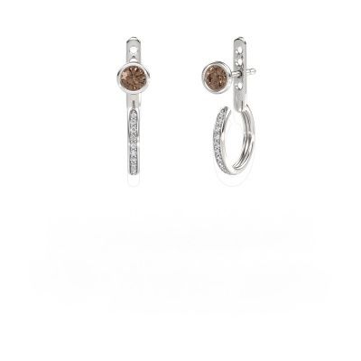 Clous d'oreilles Destiny 585 or blanc diamant brun 0.674 crt