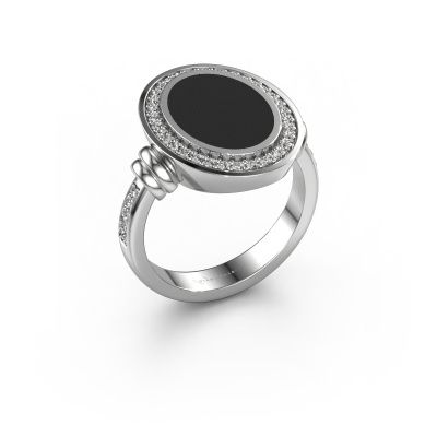 Men's ring Servie 3 950 platinum black enamel 14x10 mm
