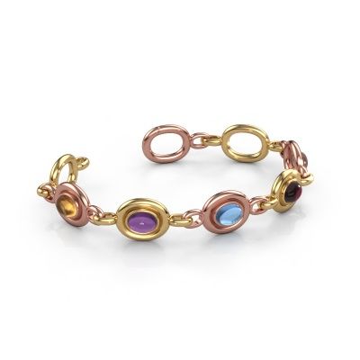 Link bracelet Maxima 5 585 rose gold citrin 8x6 mm