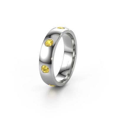 Wedding ring WH0105L25BP 585 white gold yellow sapphire 3 mm ±0.20x0.08 in