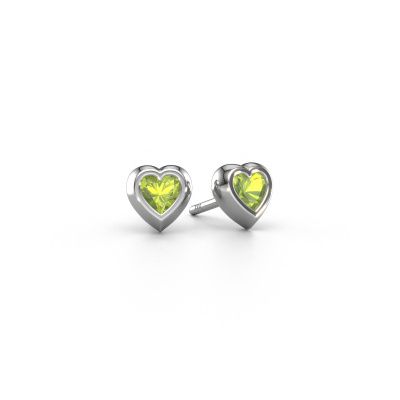 Clous d'oreilles Charlotte 585 or blanc péridot 4 mm