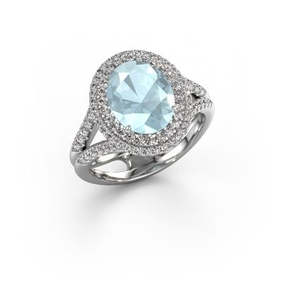 Engagement ring Elvie 950 platinum aquamarine 10x8 mm