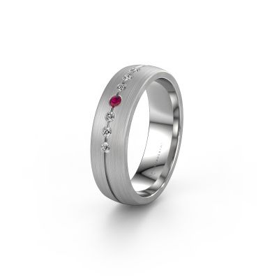 Wedding ring WH0162L25A 585 white gold rhodolite ±0.22x0.07 in