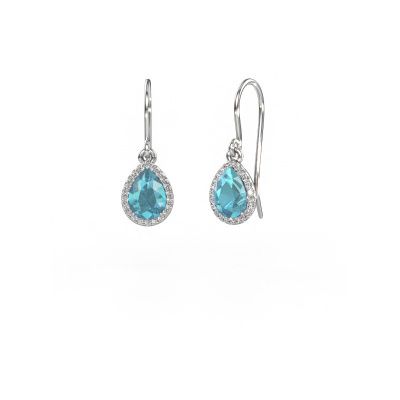 Pendants d'oreilles Seline per 950 platine topaze bleue 7x5 mm