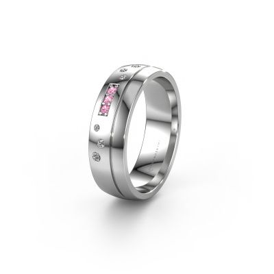 Wedding ring WH0310L26AP 585 white gold pink sapphire ±0.24x0.07 in