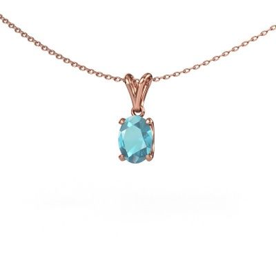 Anhänger Sam OVL 585 Roségold Blau Topas 8x6 mm