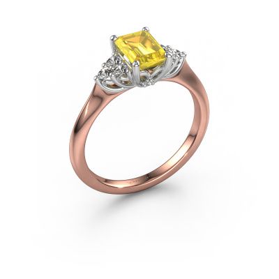 Bague de fiançailles Felipa EME 585 or rose saphir jaune 7x5 mm