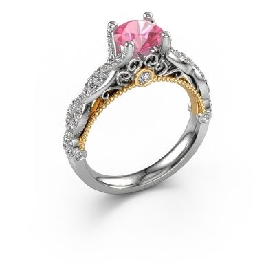Engagement ring Chantelle 585 white gold pink sapphire 6.5 mm
