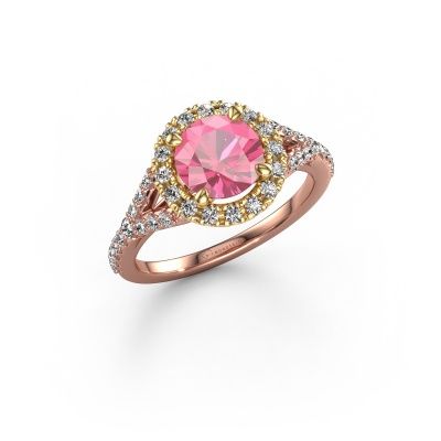 Verlobungsring Kimber RND 585 Roségold Pink Saphir 7 mm