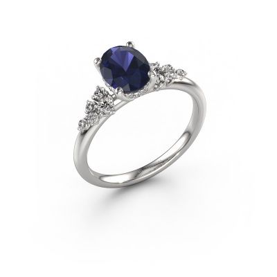 Engagement ring Emma OVL 585 white gold sapphire 8x6 mm