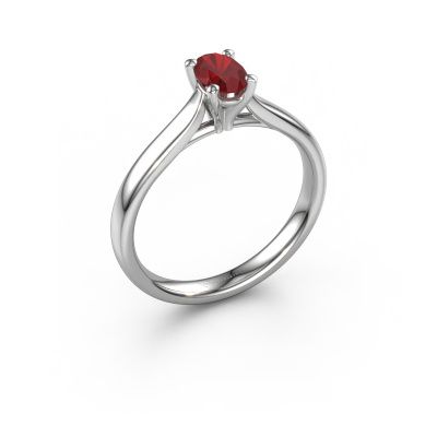 Engagement ring Mignon OVL 1 585 white gold ruby 8x6 mm