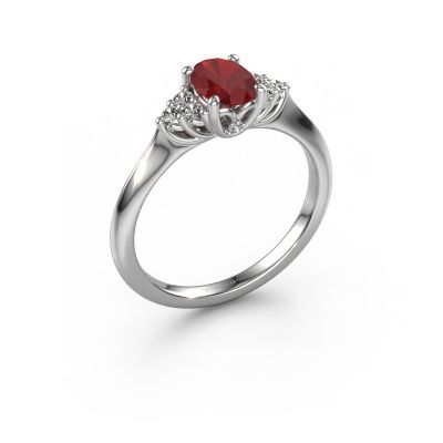 Engagement ring Felipa OVL 950 platinum ruby 7x5 mm