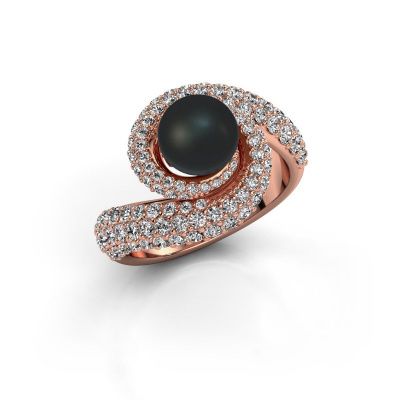 Ring Klasina 585 Roségold Schwarz Perle 7 mm