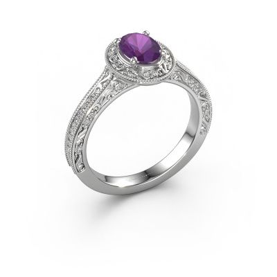 Engagement ring Alice OVL 950 platinum amethyst 7x5 mm