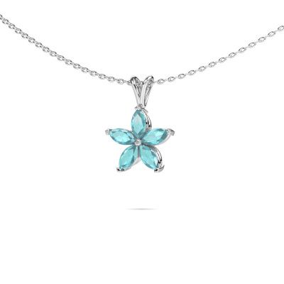 Pendant Sylvana 585 white gold blue topaz 5x2.5 mm