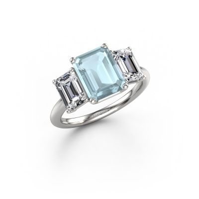 Verlobungsring Sandra 950 Platin Aquamarin 9x7 mm