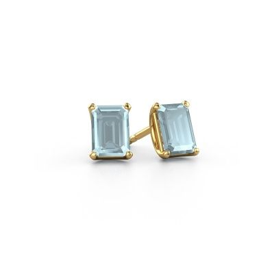 Clous d'oreilles Sam EME 585 or jaune aigue-marine 7x5 mm
