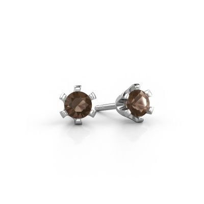 Clous d'oreilles Shana 950 platine quartz fumé 4 mm