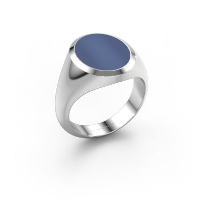Chevalière Herman 4 585 or blanc nicolo bleue 15x12 mm