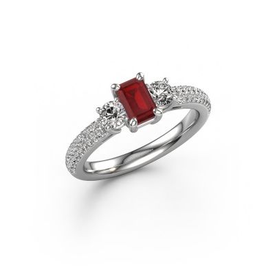 Engagement ring Marielle EME 950 platinum ruby 6x4 mm