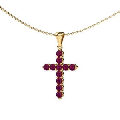 Pendentif Cross 585 or jaune rhodolite 2.5 mm
