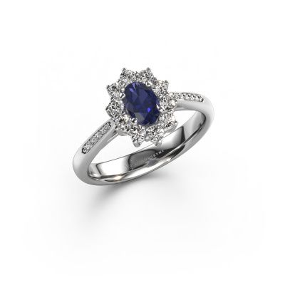 Engagement ring Leesa 2 585 white gold sapphire 6x4 mm