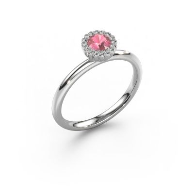 Engagement ring Queen 585 white gold tourmaline pink 4.2 mm