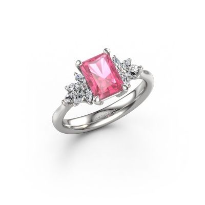 Engagement ring Fiona RAD 585 white gold pink sapphire 7.5x5.5 mm