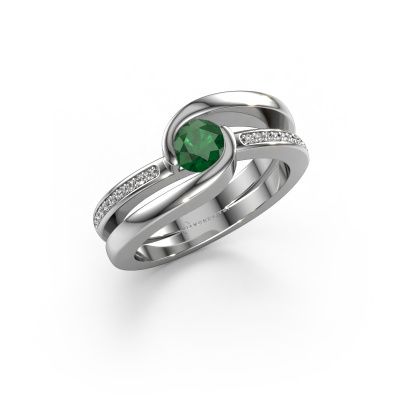 Ring Xenia 2 585 white gold emerald 5 mm