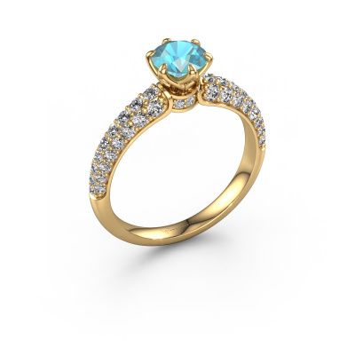 Bague de fiançailles Meryl 585 or jaune topaze bleue 5.7 mm
