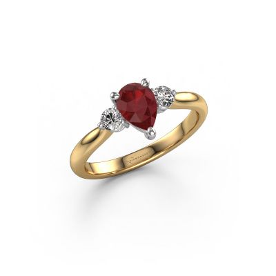 Engagement ring Lieselot PER 585 gold ruby 7x5 mm
